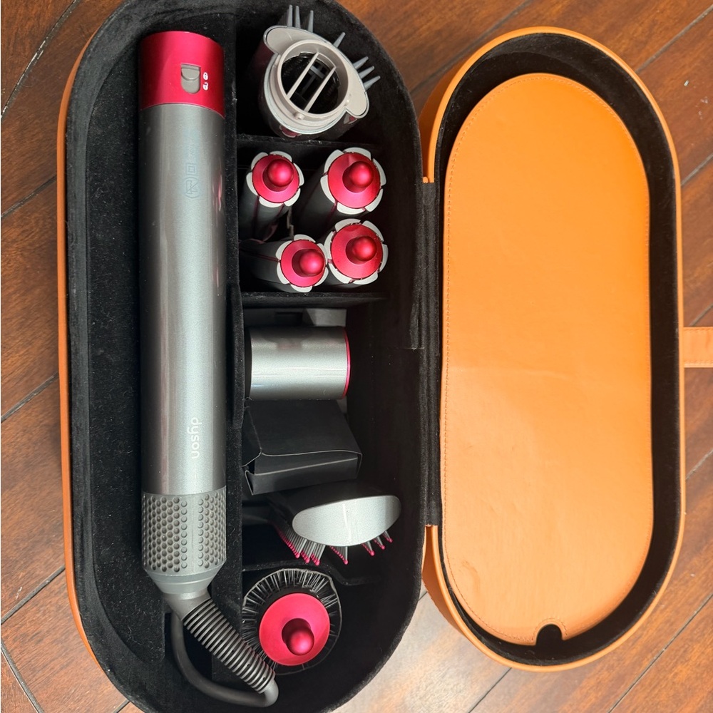 Dyson Gray and Pink Hair Styling Kit in Orange Case